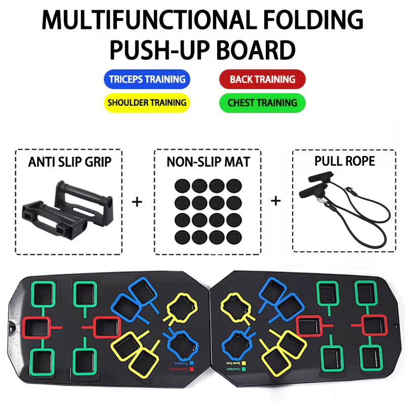 Foldable Push-Up Board System – 14-in-1 Home Gym Trainer for Chest, Arms, Core & Back