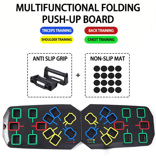 Foldable Push-Up Board System – 14-in-1 Home Gym Trainer for Chest, Arms, Core & Back