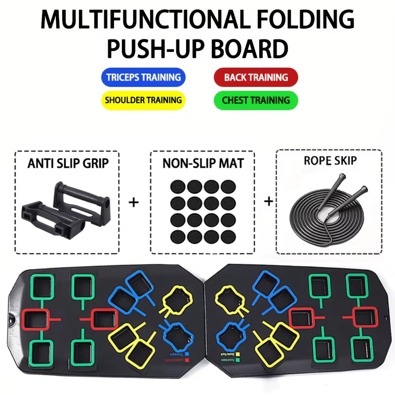 Foldable Push-Up Board System – 14-in-1 Home Gym Trainer for Chest, Arms, Core & Back